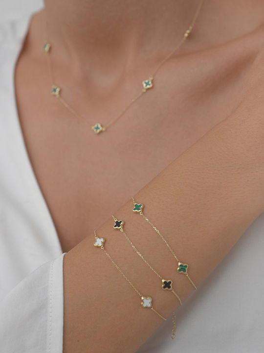 Flower Blossom Women's Bracelet with design Flower made of Gold 14K