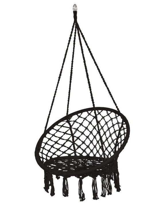 Leagăn suspendat fotoliu cu pernă material textil Negru Rezistență până la 150kg L79xL80xH120cm