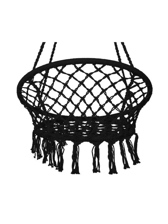 Leagăn suspendat fotoliu cu pernă material textil Negru Rezistență până la 150kg L79xL80xH120cm