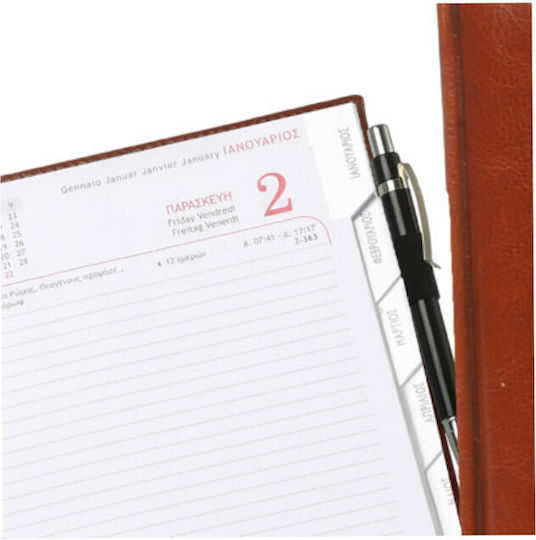 Innostat Daily Planner 2025 Red Leather 17x25cm