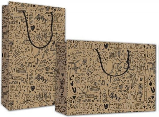 Next Happy Birthday Papier Tasche für Geschenke Braun 24cm. 12Stück