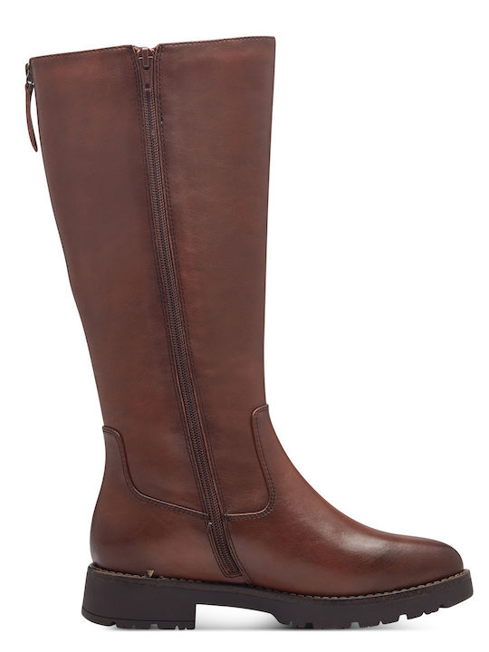 Jana Synthetic Leather Women's Boots with Zipper / Rubber Tabac Brown