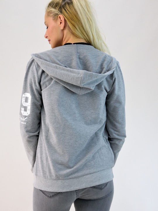 Long Women's Sweatshirt Jacket Hooded Gray