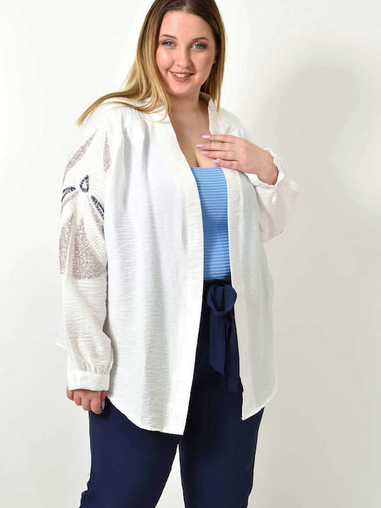 Damen-Cardigan mit Pailletten-Design Weiß 24466