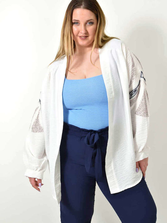 Damen-Cardigan mit Pailletten-Design Weiß 24466