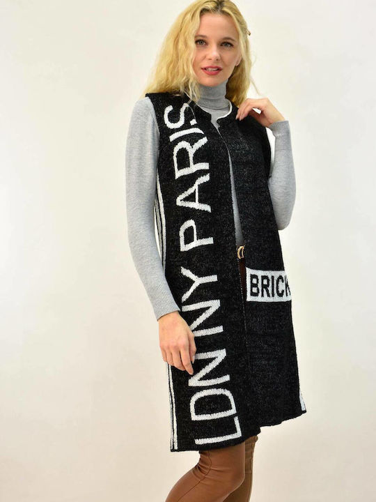 Cardigan Tricotat Fără Mâneci Logo Negru 4767