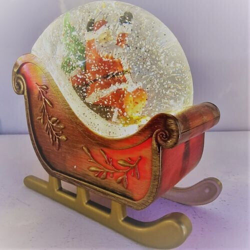 Illuminated Santa Claus in Sleigh Red 18x17.5x10cm