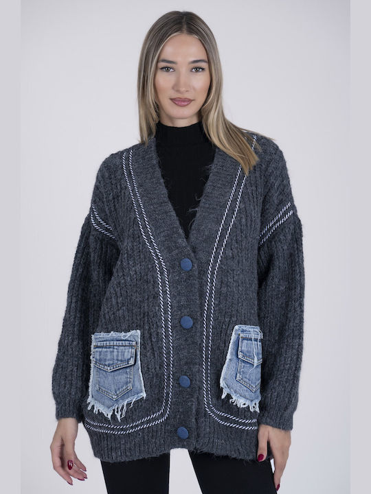 MyCesare Women's Knitted Cardigan Gray