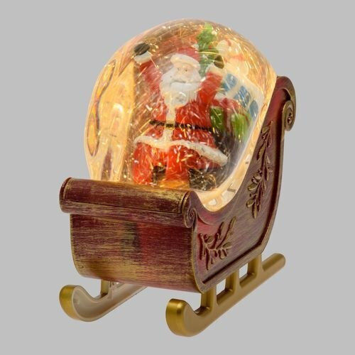 Illuminated Santa Claus in Sleigh Red 18x17.5x10cm