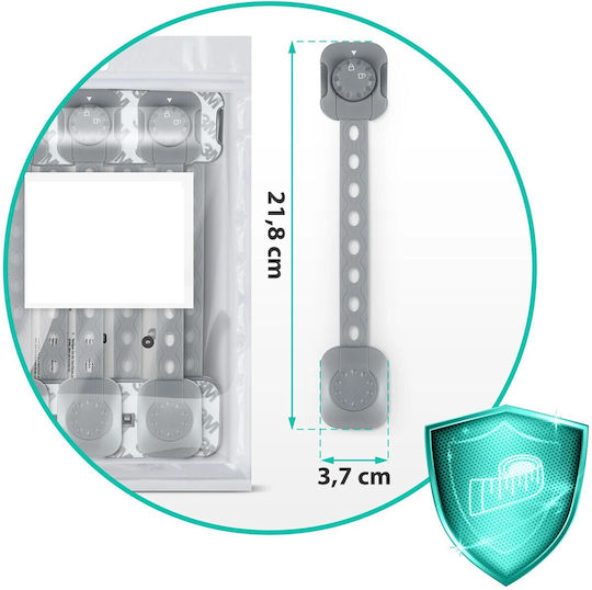 Ricokids Siguranță pentru dulap și sertar din Plastic în Culoare Gri 3.7x3.7x3.7εκ. 6buc
