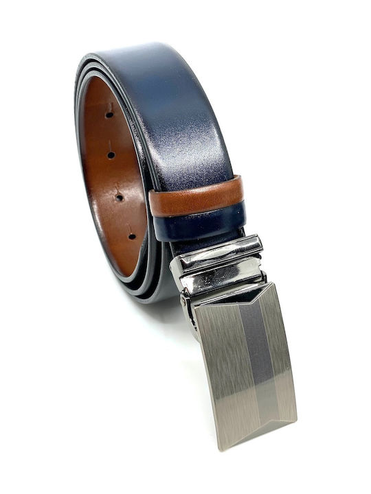 Men's Belt from Artificial Leather Double Sided Navy Blue 2021-A ΜΠΛΕ ΤΑΜΠΑ