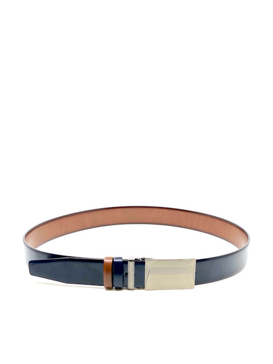 Men's Belt from Artificial Leather Double Sided Navy Blue 2021-A ΜΠΛΕ ΤΑΜΠΑ