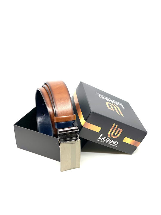 Men's Belt from Artificial Leather Double Sided Navy Blue 2021-A ΜΠΛΕ ΤΑΜΠΑ