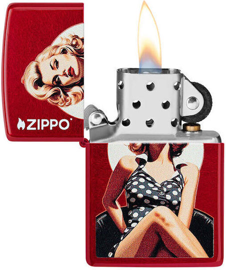 Zippo Vintage Pinup Запалка Пламък в Розов Цвят