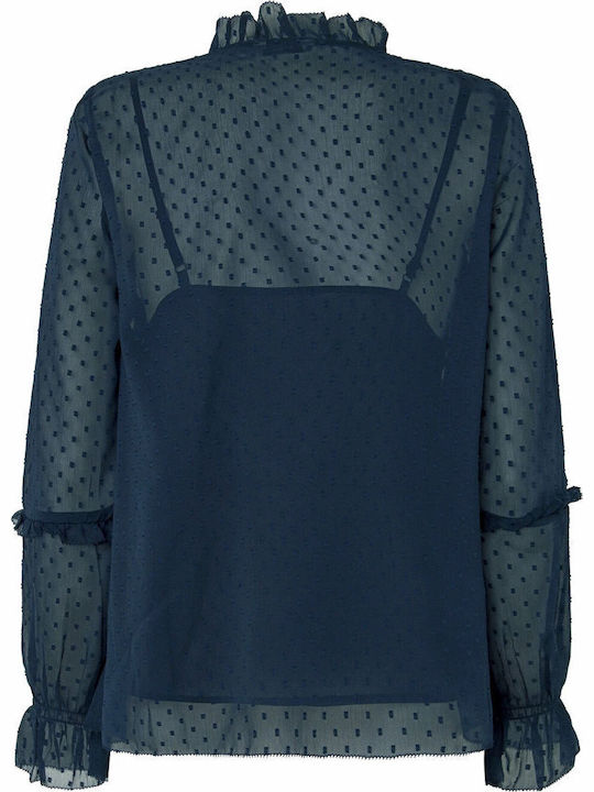 Odette Μακρυμάνικο Γυναικείο Πουκάμισο Dulwich Blue