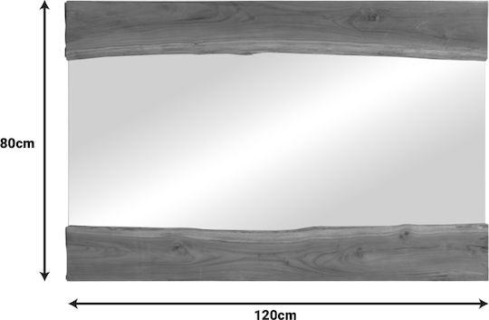 Pakketo Riverine Oglindă de Perete cu Bej Ramă din Lemn 80x120cm 1buc