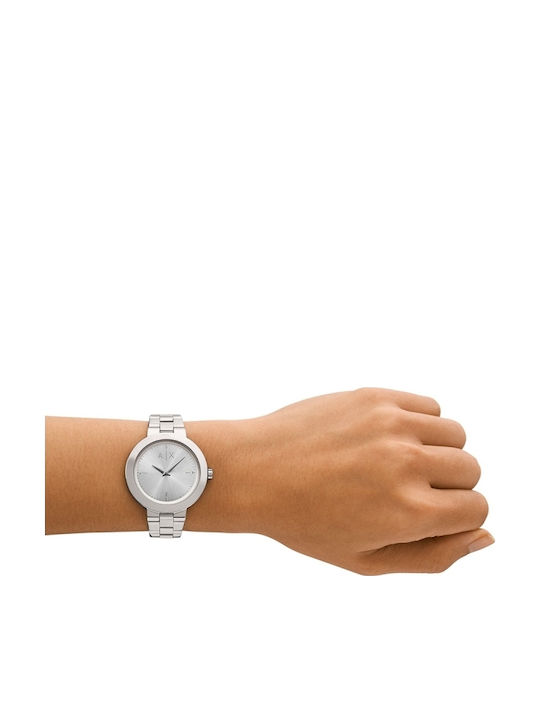 Armani Exchange Γυναικείο Ρολόι 36mm Μπαταρίας με Ασημί Μεταλλικό Μπρασελέ