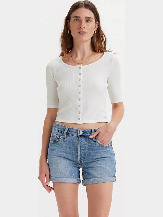 Dry Goods Damen Sport Bluse Kurzärmelig White