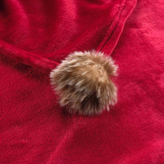 L-c Snowy Κουβέρτα Fleece Καναπέ 125x150εκ. Snowy Rouge
