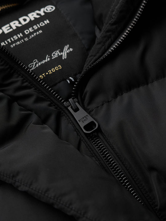 Lang Damen Puffer Jacke für Winter Black