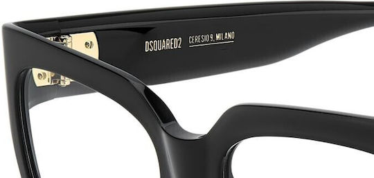 Dsquared2 Plastic Eyeglass Frame Black D2 0151/G 807