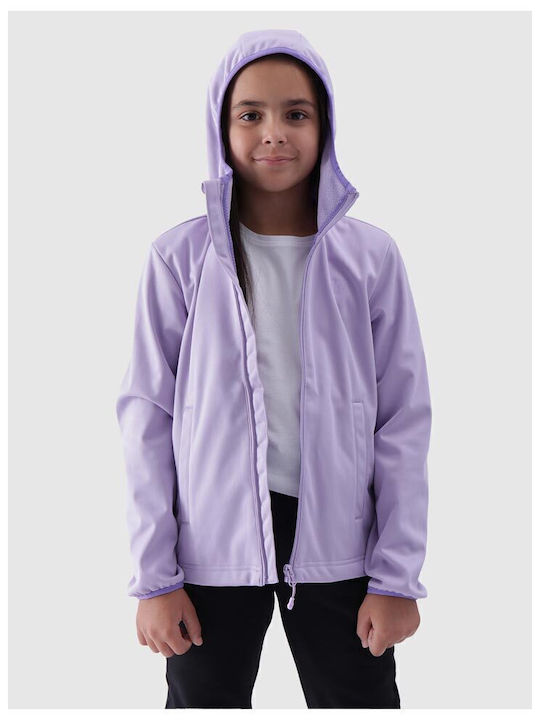 Waterproof Kids' Sports Jacket with Lining & Hood Purple