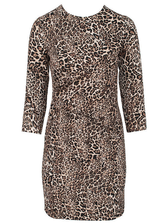 Mini Φόρεμα Ντραπέ Animal Print