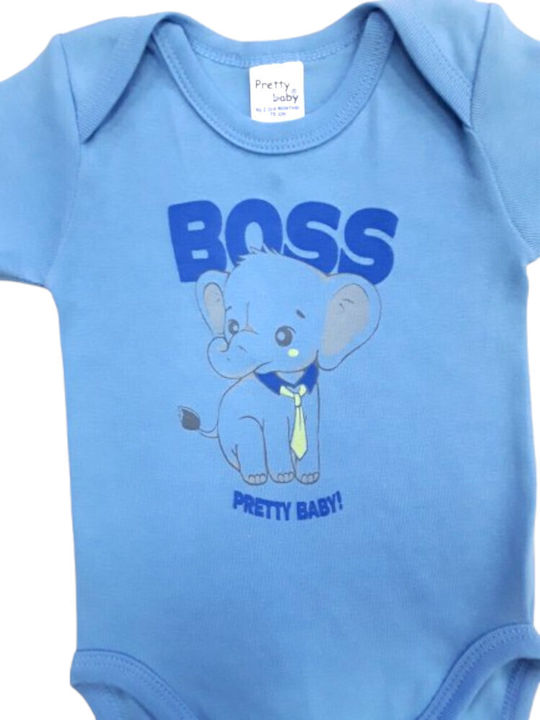 Pretty Baby Baby Bodysuit Short-Sleeved Light Blue Elephant Boss