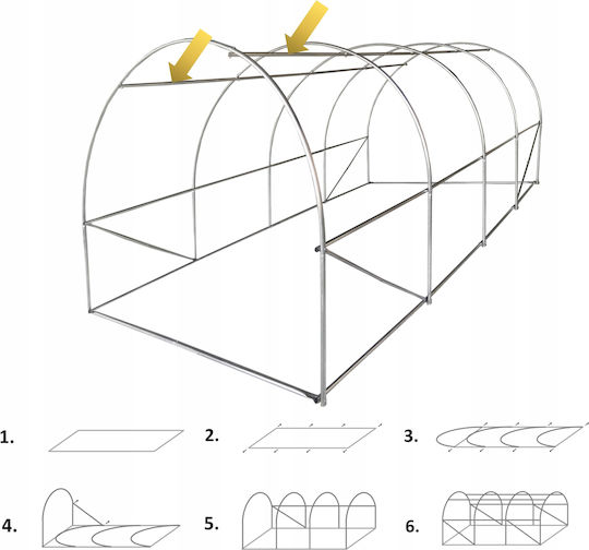 Garden Greenhouse Tunnel Type Metal Frame 250x400cm 10sqm Additional Window At Back