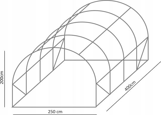 Garden Greenhouse Tunnel Type Metal Frame 250x400cm 10sqm Additional Window At Back