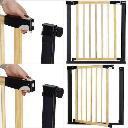 Safety Gate Stairs Adjustable Wooden Steel Frame 82-89cm Black Brown