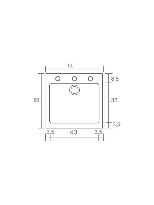 Sanitec Classic Drop-In Chiuvetă din Granit Sintetic L50xW50cm Nisip de granit