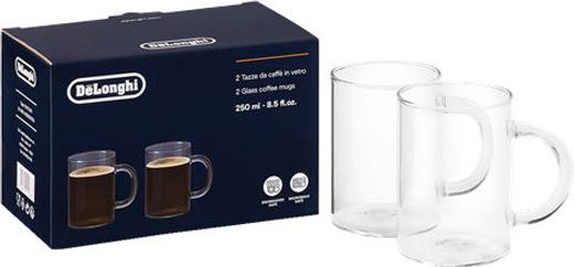 De'Longhi Mug Glass Transparent 250ml 2pcs