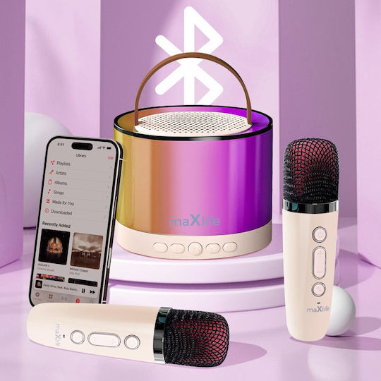 Maxlife Boxă Karaoke cu Microfoane Fără Fir și Efecte de Iluminare MXKS-200 Alb