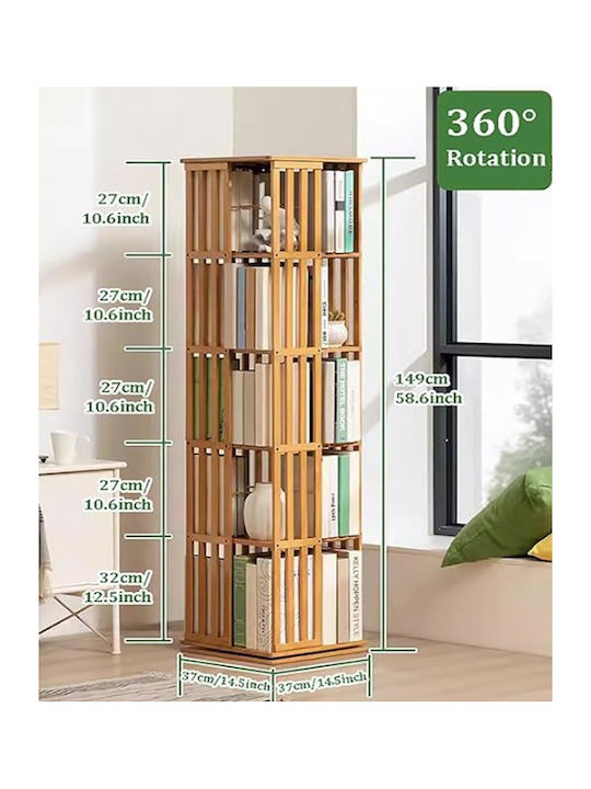 5-Tier Shelf H149x37x37cm Bamboo Wood
