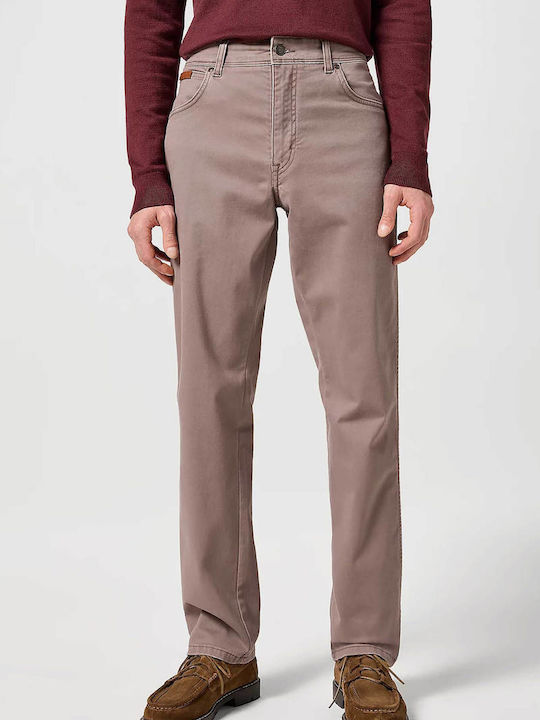 Wrangler Trousers Elastic in Straight Line Coffee Open