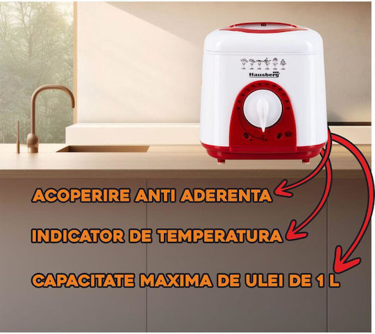 Hausberg HB 1320 A-R Deep Fryer 1lt Red
