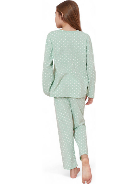 Sexen Kinder Schlafanzug Winterlich Baumwoll Green