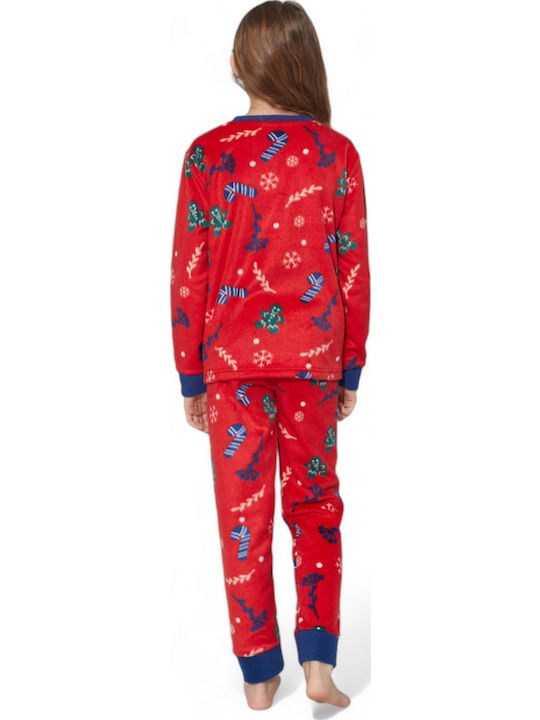 Sexen Kinder Schlafanzug Winterlich Fleece red
