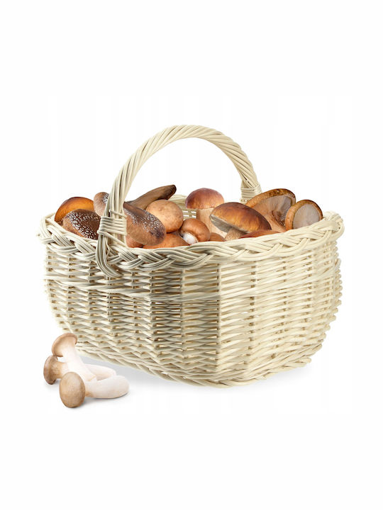 Kadax Wicker Basket Mushrooms Shopping Picnic Fruits White Large