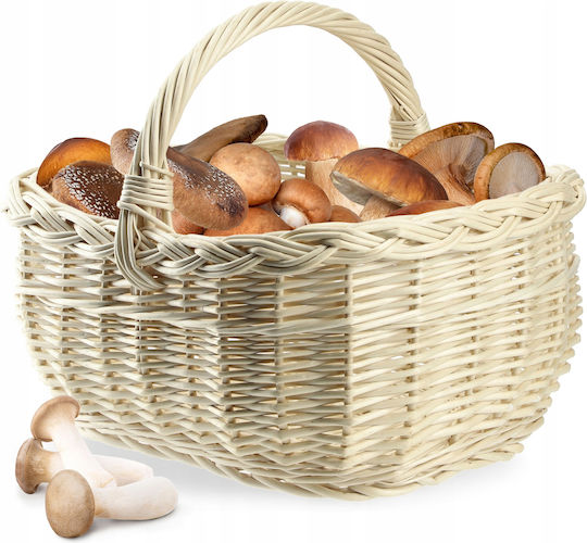 Kadax Wicker Basket Mushrooms Shopping Picnic Fruits White Large