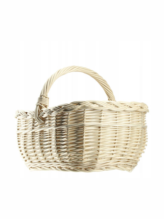 Kadax Wicker Basket Mushrooms Shopping Picnic Fruits White Large