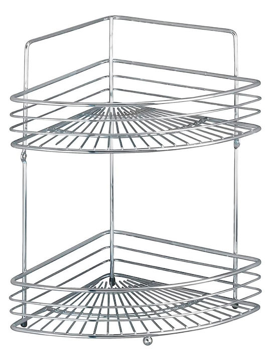 Wenko Corner Wall Mounted Bathroom Shelf Metallic 31.5x22x37cm Silver