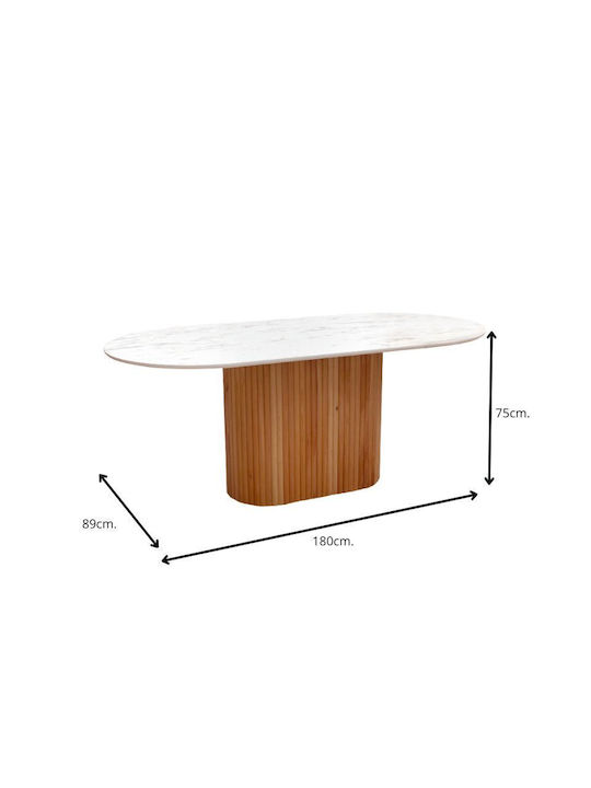 Borno Masă Sala de mese cu Suprafață de Marmură Natural - White Marble Effect 180x89x75buc