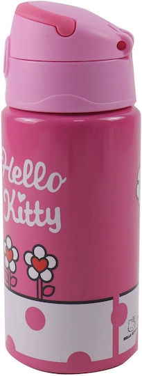 Gim Flip Παιδικό Παγούρι Hello Kitty Αλουμινίου με Καλαμάκι Flip 500ml