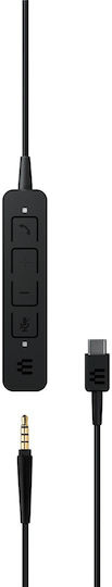 Epos Adapt 165 USB-C II На ушите Мултимедийни слушалки с микрофон и връзка 3,5 мм жак / USB-C в Черен цвят