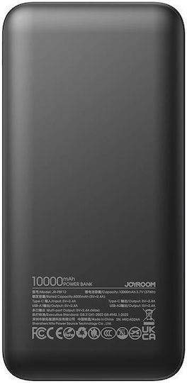 Joyroom JR-PBF12 Power Bank 10000mAh 12W with 2 USB-A Ports and USB-C Port Black