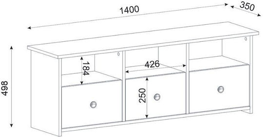 TV Stand Mahen Sapphire Oak L140xD35xH49.8cm
