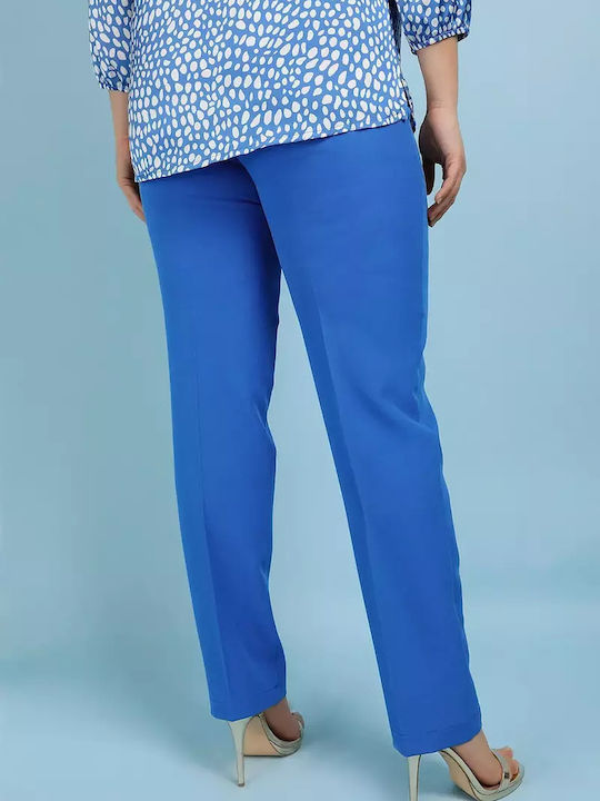 Women's Fabric Trousers Straight Line Royal Blue