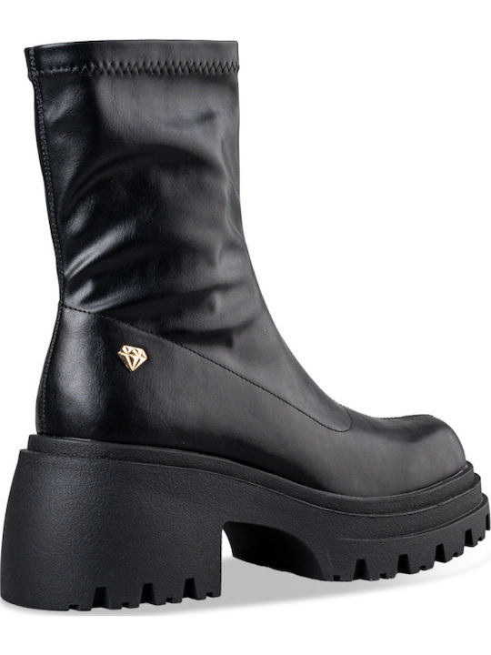 Leder Stiefeletten Damen Schwarz
